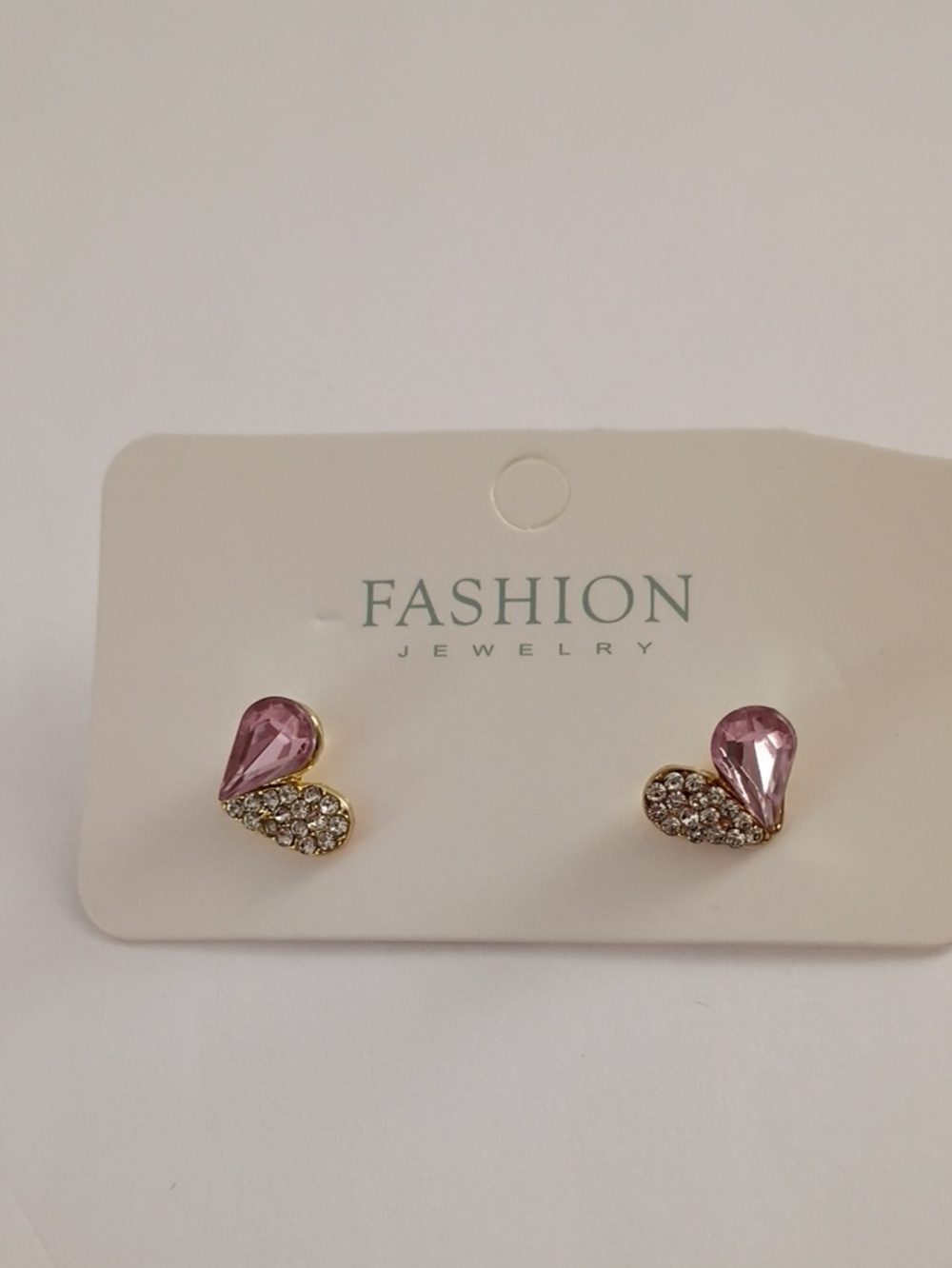 Fashion Jewelry Rose Pink Teardrop & Crystal Pave Stud Earrings